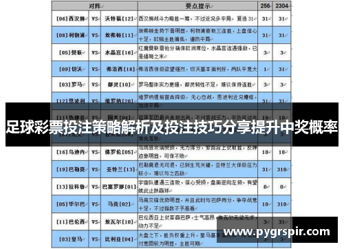 足球彩票投注策略解析及投注技巧分享提升中奖概率